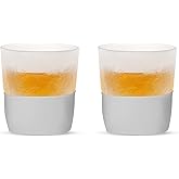 Host Glass Freeze Whiskey Cooling Glasses, Double Wall Glass Cups, Drink Tumblers for Whiskey Tumblers, Insulated Cup Drinkware, 9oz Glass Set of 2