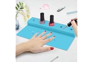 Mydrissu Nail Polish Holder, Silicone Hand Rest Mat Fingernail Painting Tools 2 in 1 Art Accessories Organizer Case Set with Anti-Spill Bottle Stand and Finger Separators for Pedicure Manicure-Blue