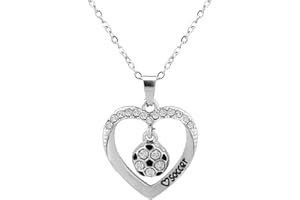 Soccer Necklace, Adjustable Sport Theme Soccer Heart Pendant Necklace Dainty Sport Mom Jewelry for Women Players Fans Coaches