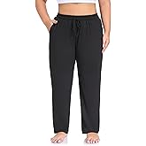 ZERDOCEAN Women's Plus Size Casual Yoga Pants Straight Leg Comfy Relaxed Joggers Lounge Pants Drawstring with Pockets