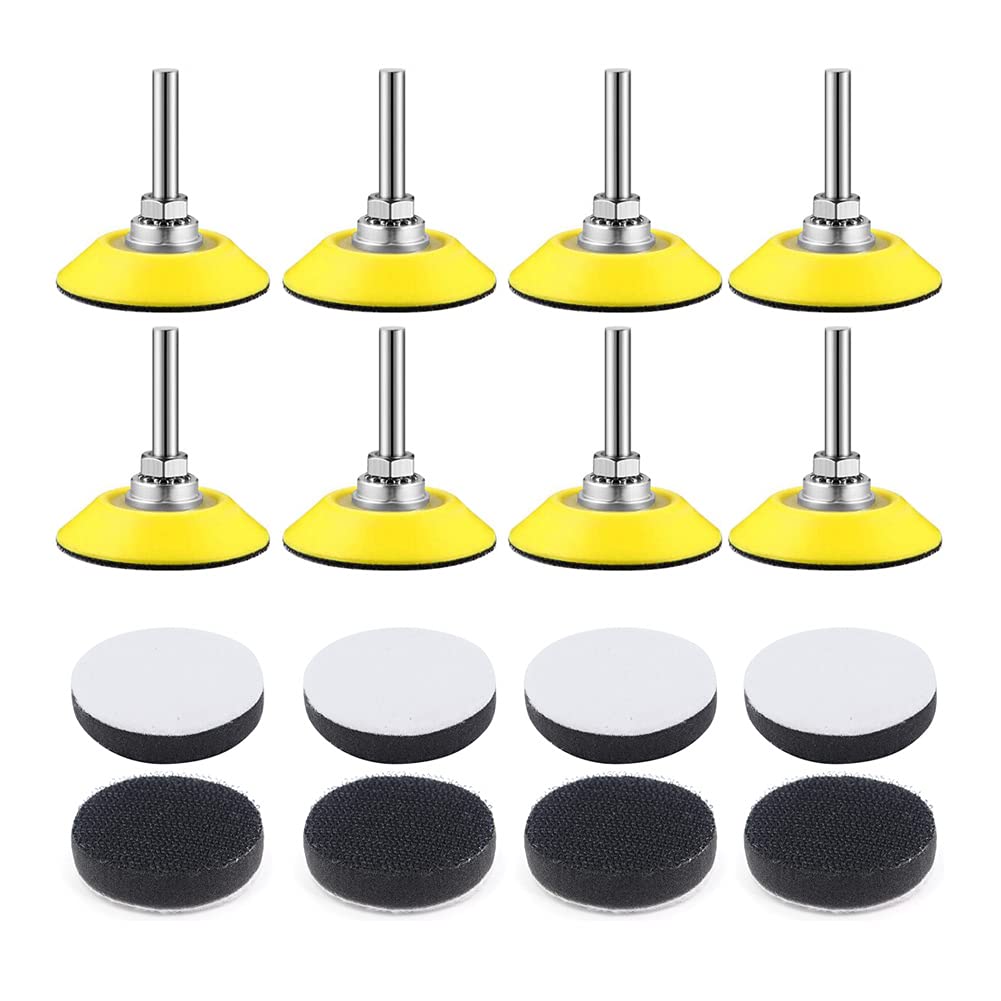 Yuhtech 8 Pcs 2 Inch 50mm Sanding Pad 1/4 Inch Shank Sanding Disc, with 8 pcs Replacement Pad Soft Foam Layer Buffering Pad