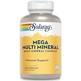 SOLARAY Mega Multi Mineral, 200 Capsules | Electrolyte, Nerve &amp; Mineral Support - Chelated Multi Mineral Complex - 100 Servings - Lab Verified