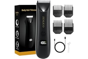 ZENLICO Pubic Hair Trimmer for Men, Manscape Body Hair Trimmer, Ceramic Blade Body Shavers with USB-C Charging, Replaceable Heads Ball Razors with Led Display, 90 Minutes Shaving, Ideal Gift for Men