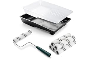 CoatPro Twools 9 Pcs 6 Inch Microfiber Paint Roller Set, 6 Pcs Premium Microfiber Rollers with Sturdy Roller Frame, Paint Tray and Tray Liner, Smooth Finish for Walls, Ceilings, Furniture