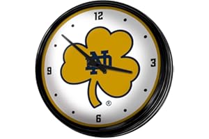 The Fan-Brand Notre Dame Fighting Irish Retro Lighted Wall Clock, Shamrock - Team Bar Sign Décor: Home, Dorm, Garage, Office, Fan Cave