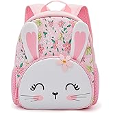 KK CRAFTS Preschool Backpack Toddler Neoprene Animal Schoolbag Lunch backpack for Kids Boys Girls(Floral Rabbit)