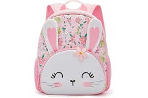 KK CRAFTS Preschool Backpack Toddler Neoprene Animal Schoolbag Lunch backpack for Kids Boys Girls(Floral Rabbit)
