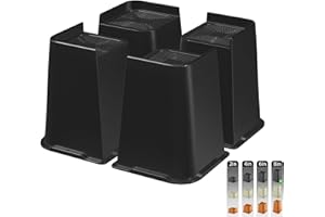 Jeethemy Bed Risers, 8-inch Furniture Risers for Desk/Couch/Sofa/Table and Chair Leg Lifts,Widen and Enlarge The Design Heavy Duty Set of 4, Supports up to 6600 lbs, 8” Black…