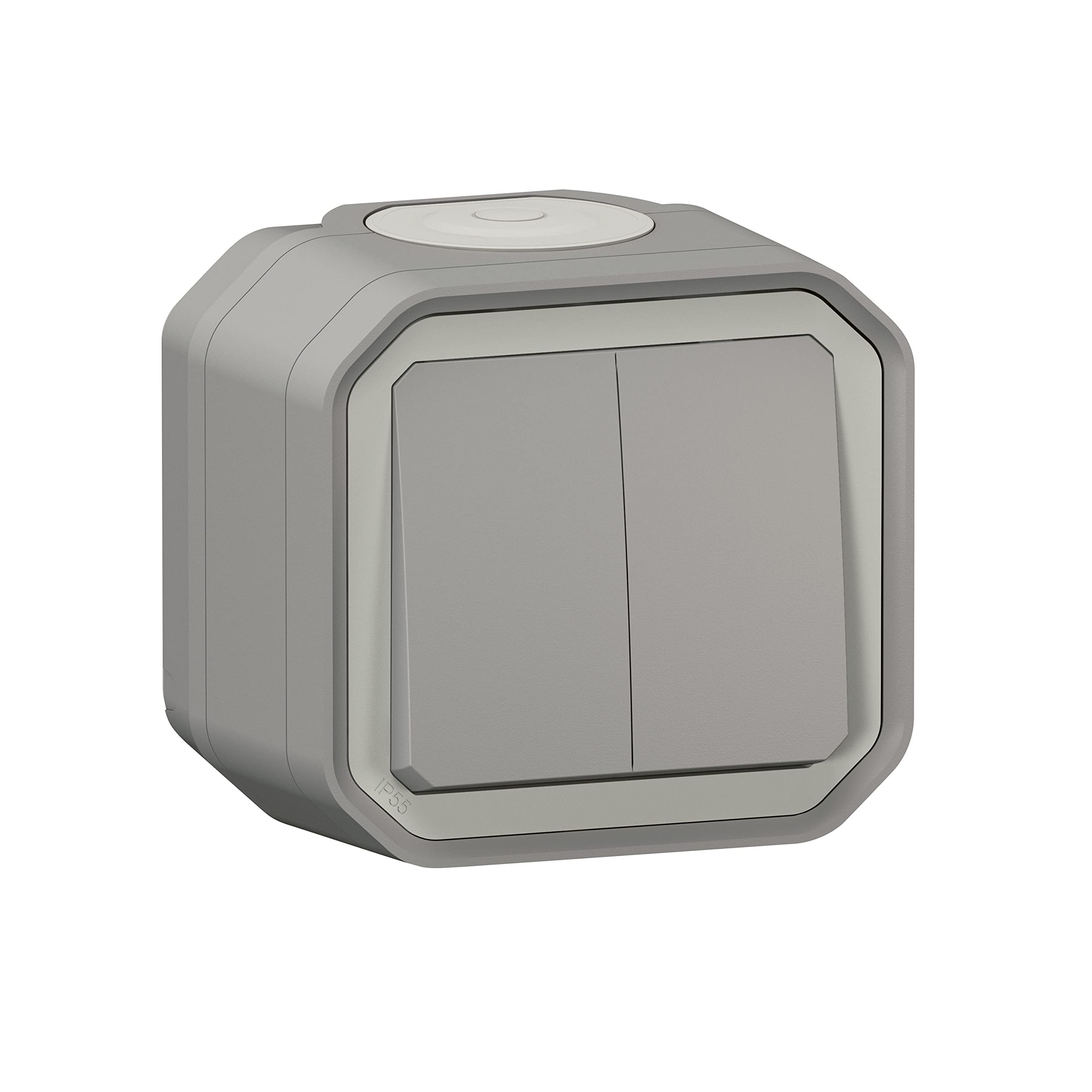 Legrand - Control for double switch or two-way switch 10A or pusher 10A waterproof Plexo complete for mounting in grey