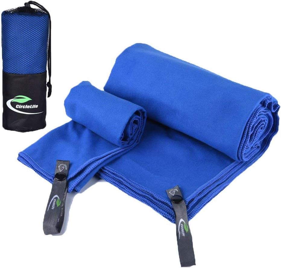Cicife 2 Pack Quick Dry Beach Bath Towel - Quick Drying XL (63" X 32") with Hand/Face Towel (14"X14") & Mesh Bag for Swimming, Travel, Sports, Camping, Beach, Yoga or Bath