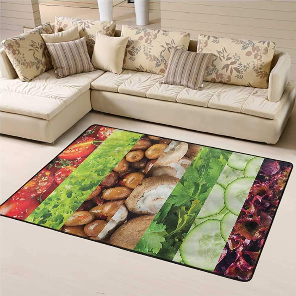 Kids Area Rugs Kitchen for Kids Room Healthy Salad Ingredients 2' x 3' Rectangle