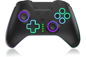 BUERTT Xbox One Controller,Xbox Controller Wireless with RGB LED Light,Remote Joypad with 2.4G Wireless Adapter,3.5mm Audio Jack,Wireless Controller for Xbox One, Xbox Series X/S,Black