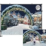 Allenjoy 7x5ft Christmas Backdrop Winter Snow Christmas Backdrops for Photography Winter Pine Branch Arch Winter Photo Backdrop Christmas Photography Backdrops