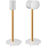 PEGZONE Speaker Stands Pair for SONOS Era 100 and Era 300,11LBS Capacity,30.6" Fixed Height Floor Stand with Cable Management,Large Base with Two Feet Avaliable,Wooden Speaker Mount,White