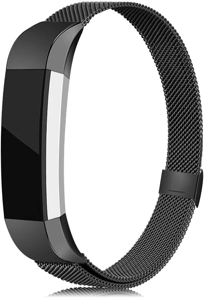 LNOOIU Bands Compatible with Fitbit Alta, Replacement for Alta HR Stainless Steel Bands Adjustable Accessory Wristband for Alta Bracelet Women Men Girls Boys (Black largeA)