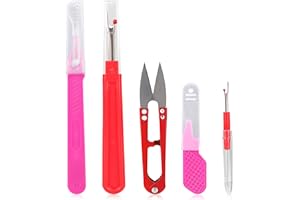 5pcs Seam Ripper Set for Sewing, Multi-Size Sewing Stitch Remover Tool & Thread Cutter Kit Professional Thread Snips for Fabr