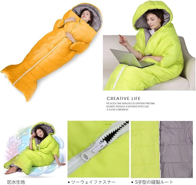 Amazon 秋冬 かわいい 三色 ペンギンの形 ミイラ 子供 アダルト シングル 寝袋 超軽量 防水 キャンプ オフィス 昼食 大人 暖かい シュラーフ ブルー 子供1 25kg Kindred 寝袋 シュラフ