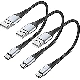 6 inch USB C Cable Short, 0.5ft 3-Pack USB A to USB C Cable Braided USB Type C Fast Charging Cable C Type Charger Cord for Sa