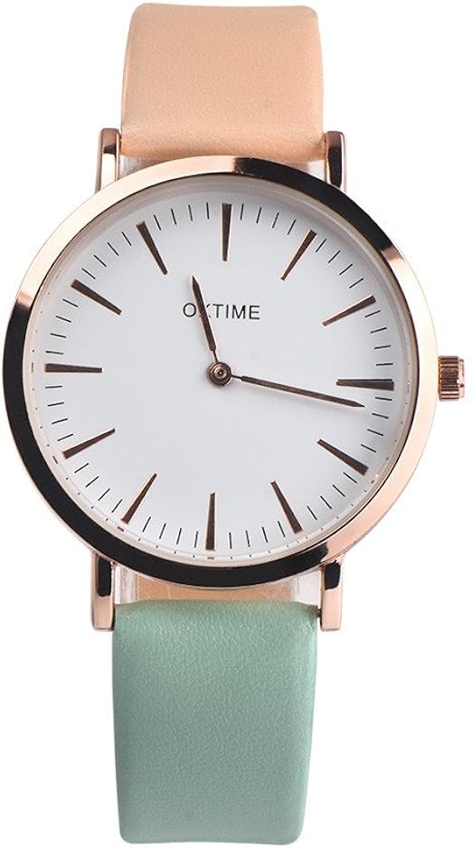 new fashion geneva women leather band stainless steel quartz analog wrist watch