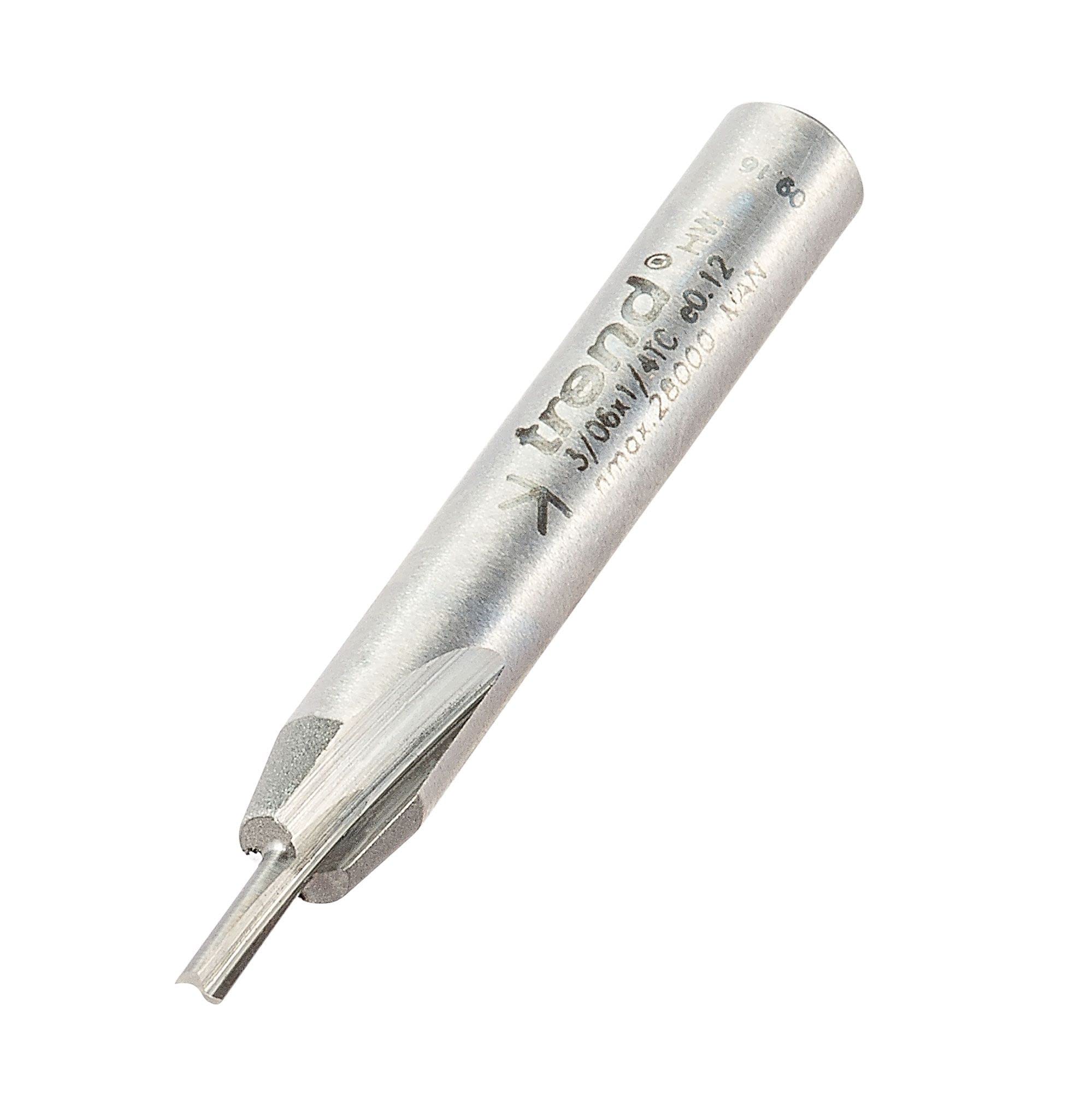 Trend Professional Straight Two Flute Router Cutter, 1/4 Inch Shank, 2mm Cut Diameter, 5mm Cut Length, Tungsten Carbide Tipped, 3/06X1/4TC