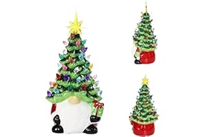 Xacsuwiql Gnome Christmas Tree,Light Up Christmas Resin Gnomes 16CM Battery Powered LED Decorative Gnome Figurine for Tableto