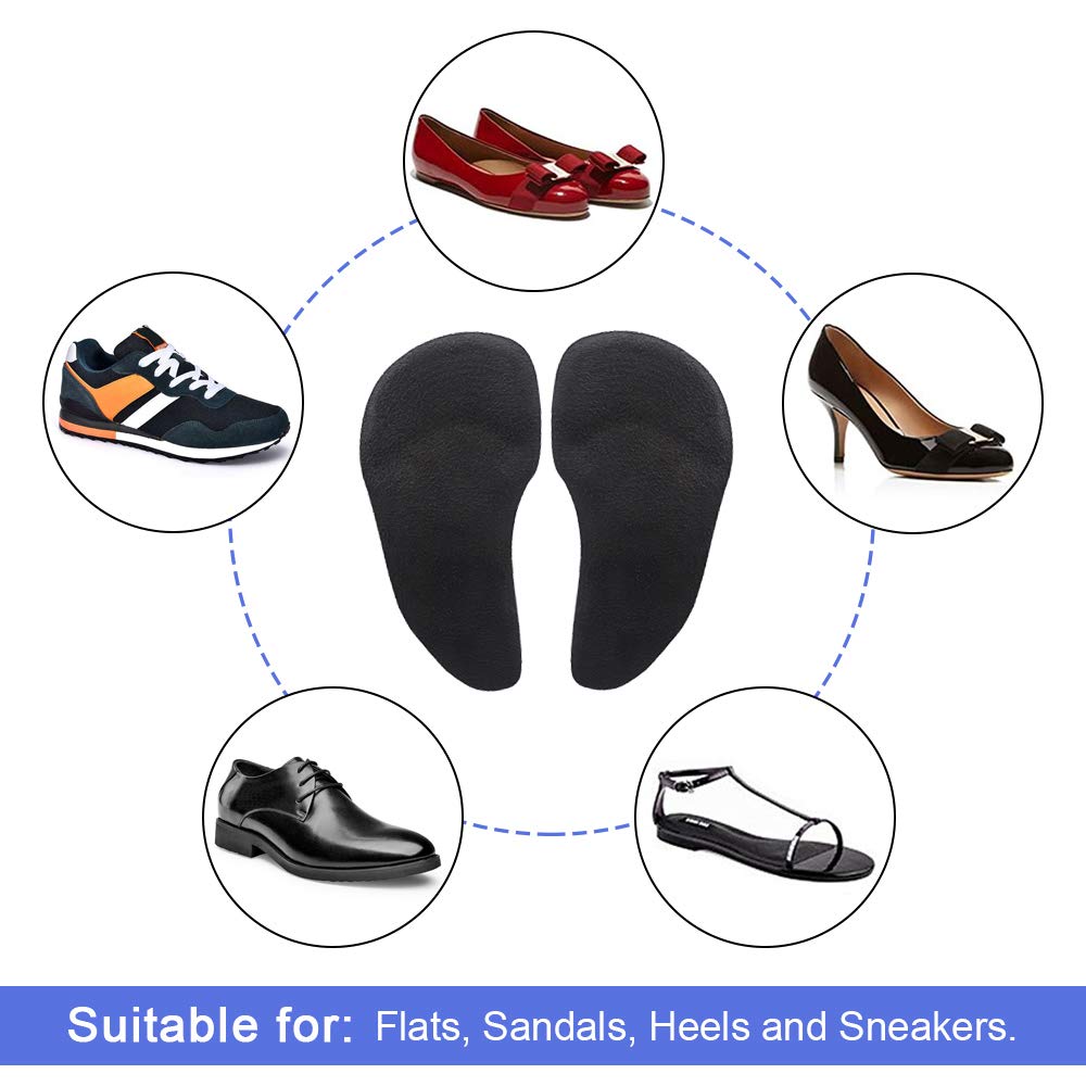 Dr. Shoesert Arch Support Shoe Insoles for High Arch, Flat Feet, Gel Arch Pad Relieve Pressure and Foot Pain for Women and Men (Black)