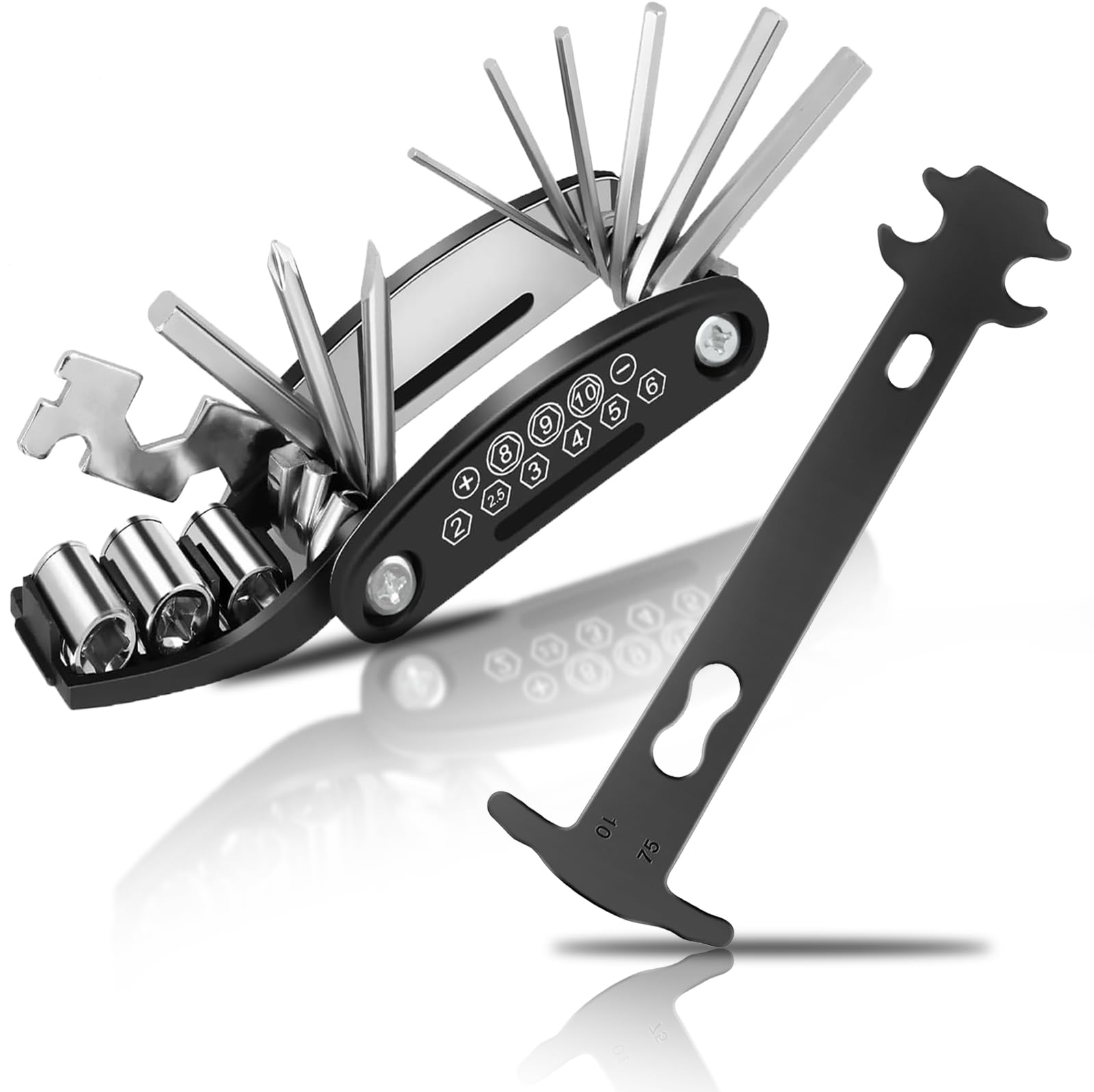 FlyWave [Multi-function Bicycle Tool] 16-in-1, foldable [tool], [mini tool], including screwdriver, hex wrench [tool], suitable for mountain bikes, road bikes and electric bikes