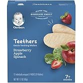 Gerber Teethers, Strawberry Apple Spinach Gentle Teething Wafers, Baby Teething Snacks, 6PK