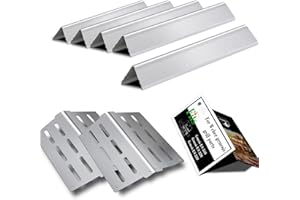 Tombili Replacement for Weber Genesis Flavorizer Bars - for Genesis 310 320 330 with Front Control Knob - 17.5" Stainless Steel Flavorizer Bars & Heat Deflector for Weber 7620 7621