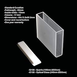 Azzota 50mm Pathlength Quartz Cuvette - 17.5ml