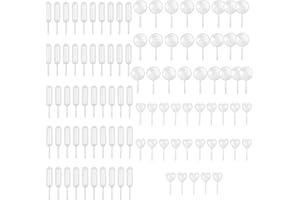 Kare & Kind 100 Pcs (4ml) Liquid Dropper Pasteur Pipettes - Clear Translucent Infuser- 50x Rectangular, 25x Heart and 25x Round-Shaped - for Cakes, Cupcakes, Strawberry, Chocolates - Easy Squeeze