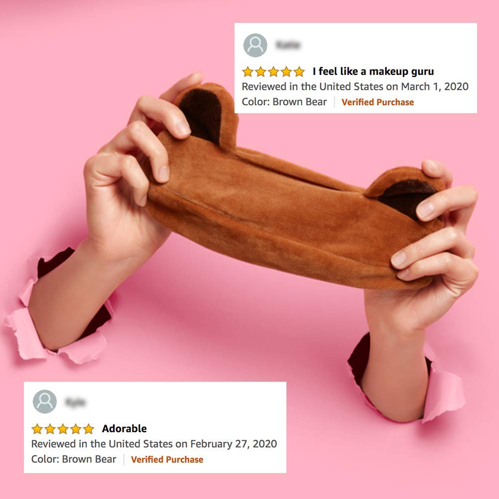 I DEW CARE Brown Bear Face Wash Headband | Soft Velvet Spa Headband for Washing Face, Makeup, Shower, Bath | Korean Skincare : Beauty