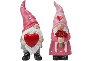 Gnomes Valentines Decorations Table Ornaments - 2 Pc Christmas Gnomes Figurines Valentine's Day Decor Gifts for Him Resin Handmade Sweet Mr and Mrs Gnomes Decor for Home 5.25H inch Newman House Studio