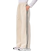 Hvididan Girls Wide Leg Sweatpants with Side Stripes High Waist Baggy Track Sweat Pants for Kids to Teens 5-14 Years