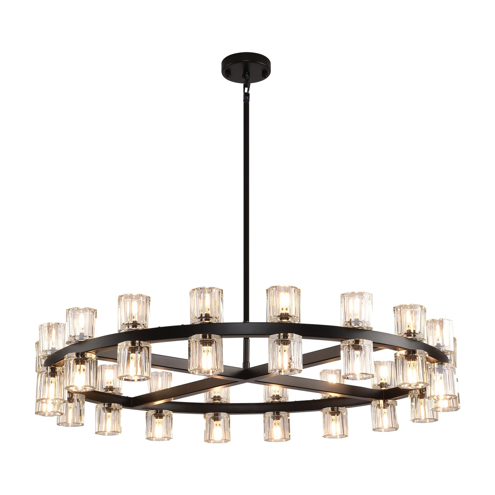 Photo 1 of **MISSING PARTS**
ZHTIECHUI Arcachon K9 Crystal 36-Light Chandelier, 36" Black Round Chandeliers for Dining Room,Modern Farmhouse Wagon Wheel Chandeliers for Living Room, Chandelier for Bedroom,Includes G4 Bulbs