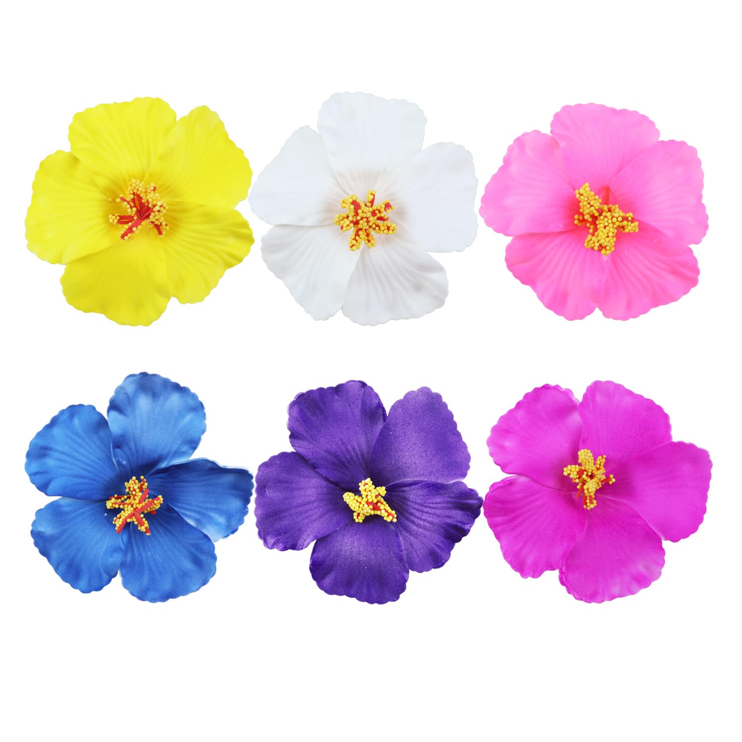 Photo 1 of Aacehlh 6pcs Hawaiian Flower Hair Clips,3.94 Inch Plumeria Hair Clips Hibiscus Hair Barrettes for Hawaii Tropical Party Decorations, Luau Party Supplies favors, Bridal Wedding