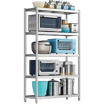 Shelf LYG Estantería de 5 estantes con Ruedas de Acero Inoxidable ...