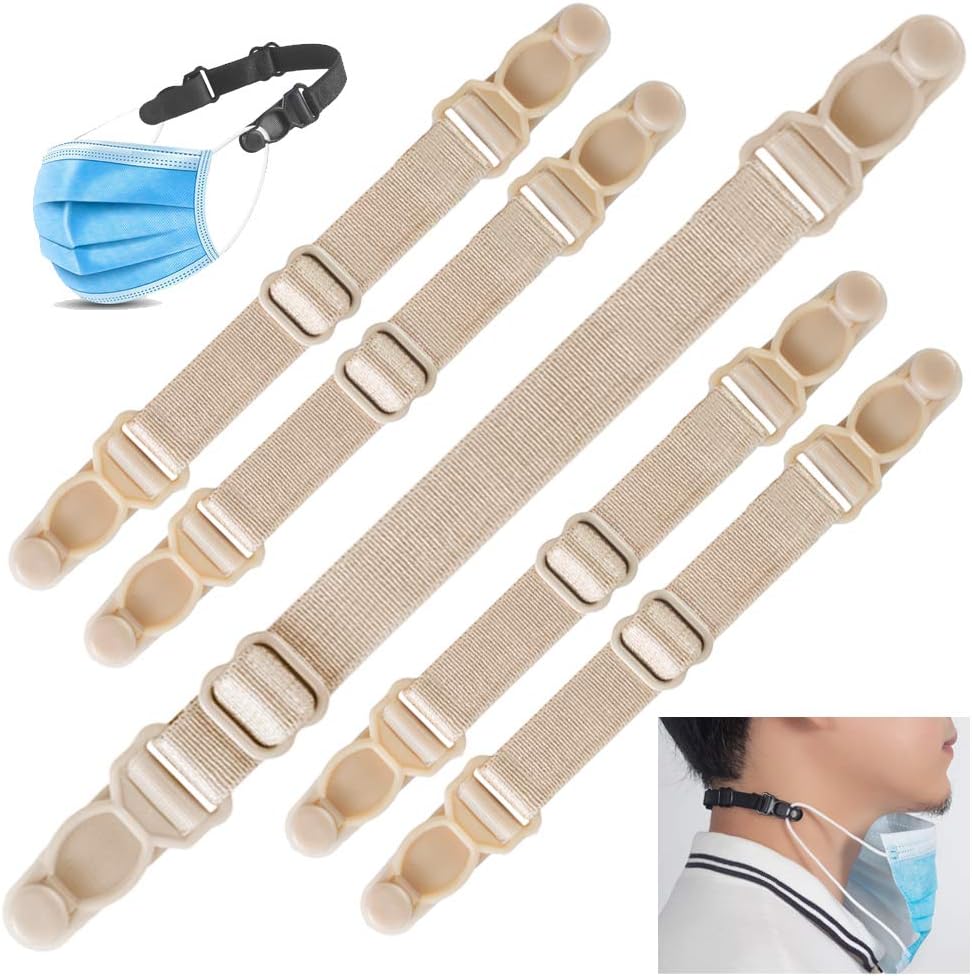Huaxu Mask Extender - Face Mask Extender Strap Ear Loops Relieving Ear Pressure & Pain from Wearing Long-Time Mask for Nurses,Food-Workers,Mask Strap Extender with High Elastic Fabric(5pcs)