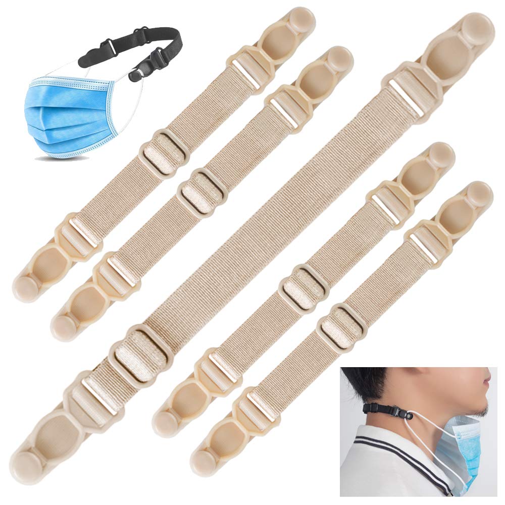 Huaxu Mask Extender - Face Mask Extender Strap Ear Loops Relieving Ear Pressure & Pain from Wearing Long-Time Mask for Nurses,Food-Workers,Mask Strap Extender with High Elastic Fabric(5pcs)