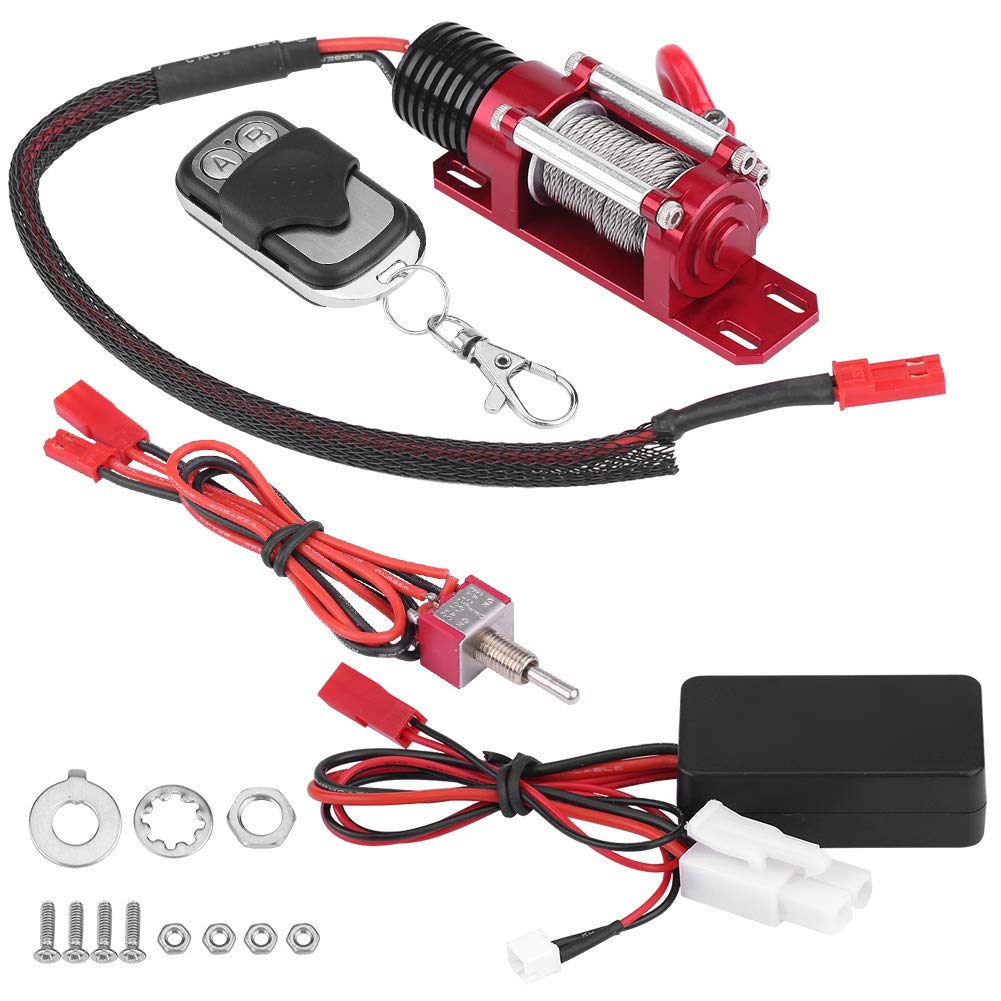 RC Winch, 1/10 Electic Metal Winch Model Vehicle Crawler Car Accessory with Remote Controller