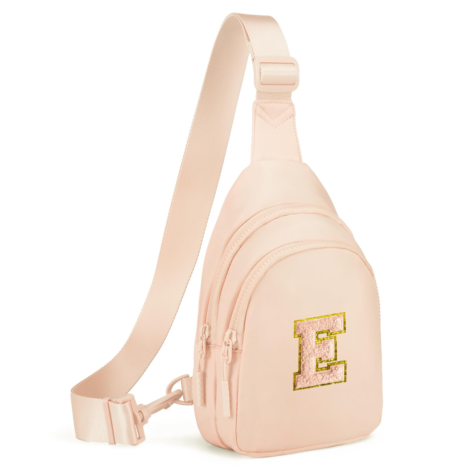 Photo 1 of Viverte Small Initial Sling Bag Crossbody Fanny Pack for Girls Women Cute Cross Body Chest Bag Personalized Birthday Gifts for Her Trendy Preppy Stuff Cool Stuff for Teen Girls (Coral Pink-E)