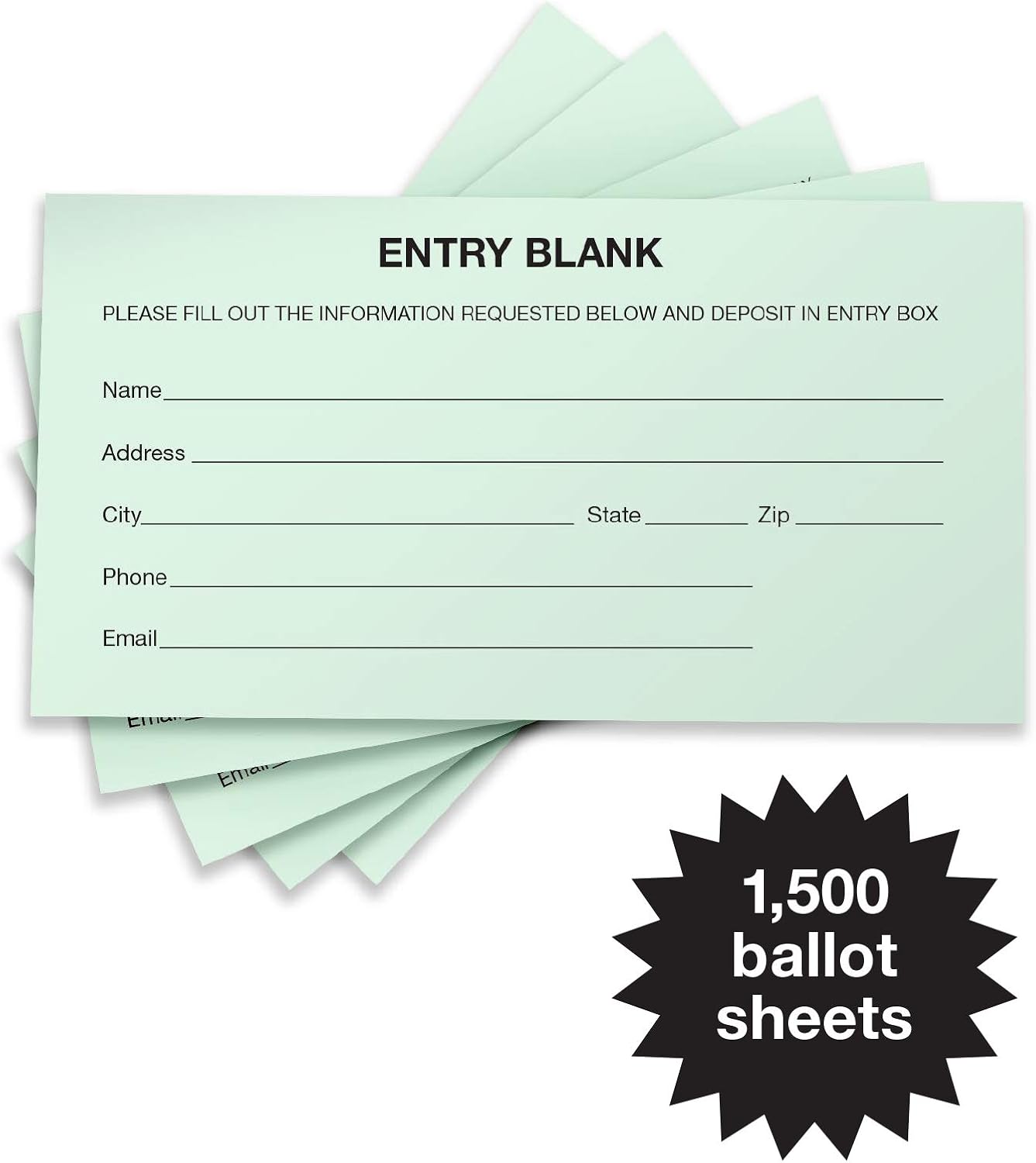 1500 Entry Forms - Includes 15 Blank Raffle Ticket Pads - (Green) - GPP-0025