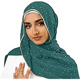 Piewag Hijab Scarf for Women Soft Chiffon Rhinestone Long Scarf Shawl Fashion Muslim Hijab Head Wrap Scarves