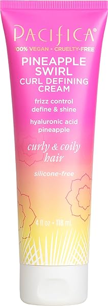 PACIFICA PINEAPPLE SWIRL CURL DEFINING CREAM FOR CURLY HAIR 4 OZ – FRIZZ CONTROL & CURL ENHANCER STYLING CREAM FOR CURLY & WAVY HAIR COCONUT OIL & HYALURONIC ACID DEFINES & ADDS BOUNCE WITHOUT CRUNCH
