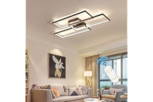 Ganeed Modern Ceiling Light,63W Dimmable LED Ceiling Lamp,3 Square Acrylic Black LED Chandelier,Flush Mount Ceiling Light Fix