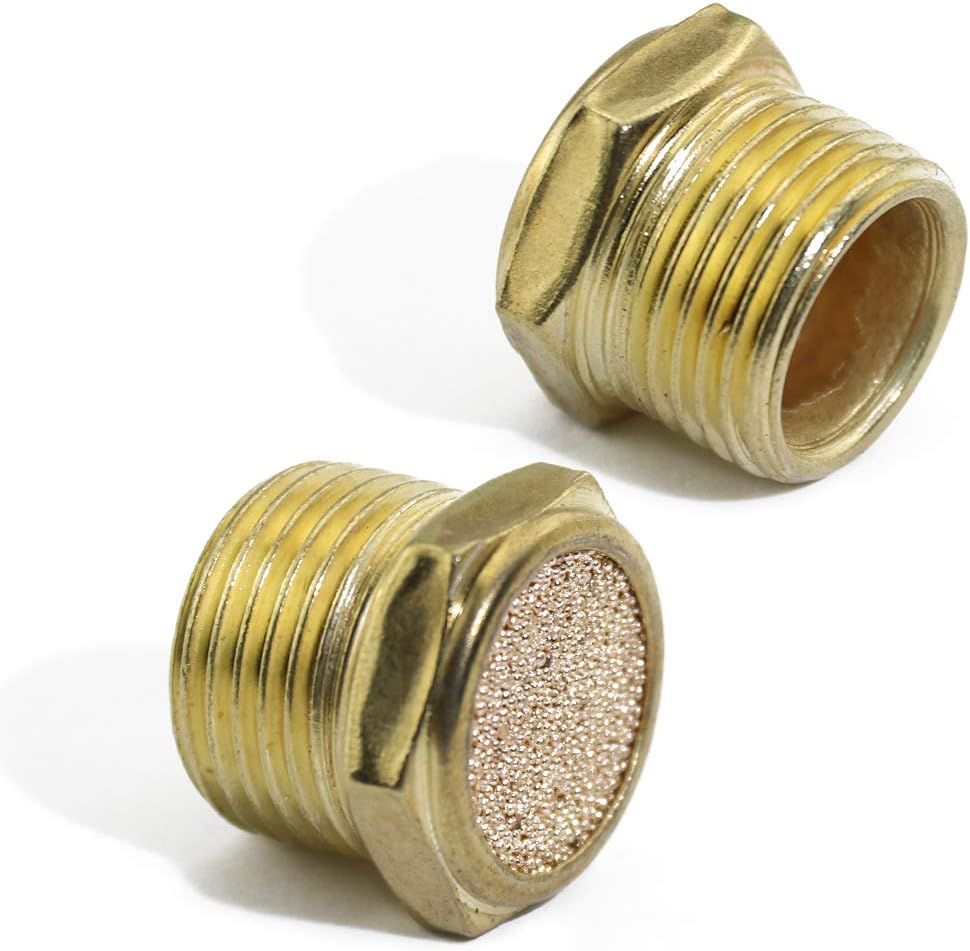 Boeray 10pcs Pneumatic Sintered Air Bronze Breather Vent,3/8" Male NPT Brass Silencer Fitting