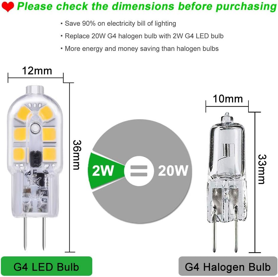Akynite Capsule G4 LED 2W 12V Light Bulbs Cool White 6000K 200LM, not dimmable, Bi Pin G4 10W 20W Halogen Equivalent - Image 3