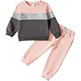 ADXSUN Toddler Girl Clothes Color Block Sweatshirt Top+Casual Pants 2 Piece Girl Fall Winter Outfits 2-14T