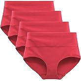 LIQQY Women's Cotton Briefs High Waist Breathable Underwear Full Coverage Soft Comfortable Panties for Everyday Wear 4-Pack