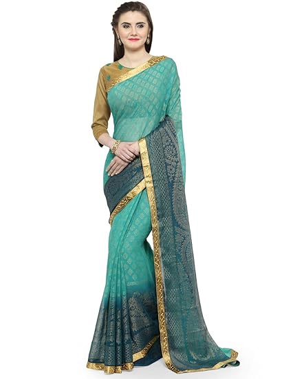 Womens Brasso Saree With Unstitched Blouse Piece (RAHI22503SSSR001T_Green)